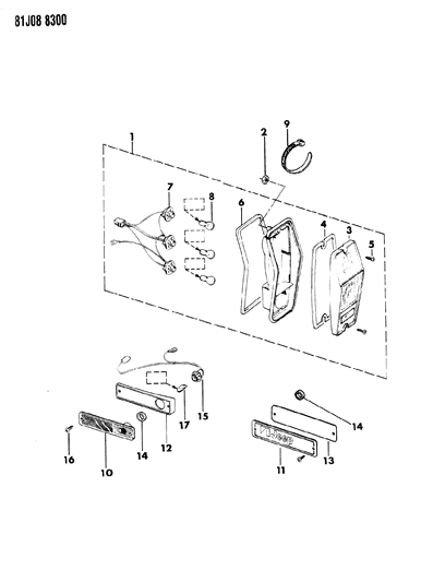 1986 Jeep Grand Wagoneer Lamps - Rear Diagram