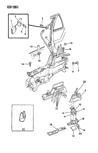 1988 Dodge Daytona Belt - Front Seat Diagram 1