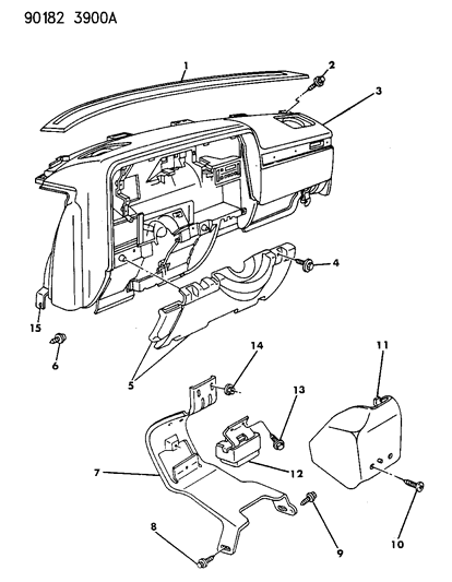 1990 Chrysler Imperial Instrument Panel Panel & Pad Diagram