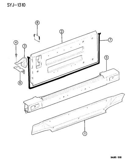 1995 Jeep Wrangler Tailgate Diagram