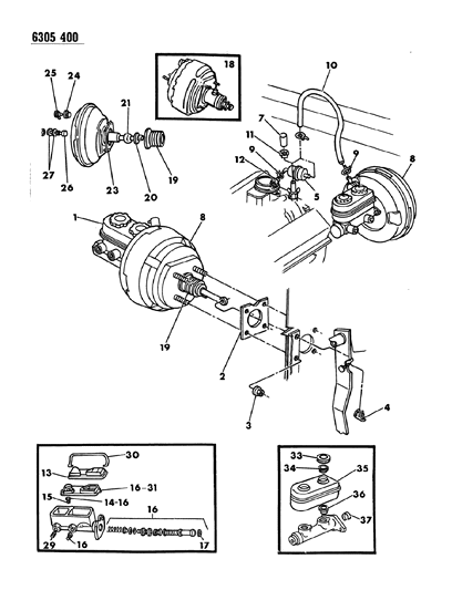 1987 Dodge D150 Booster - Master Cylinder Diagram