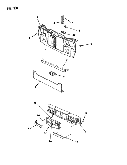 1989 Dodge Dynasty Panel Asm GRL OPNG Diagram for 4451970