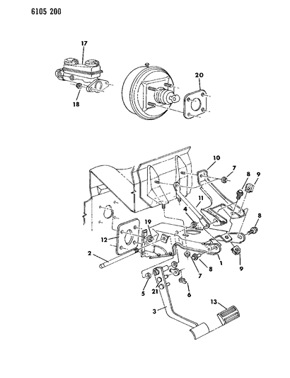 1986 Chrysler LeBaron Base Brake Pedal Diagram
