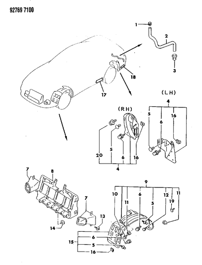 1992 Dodge Stealth Extension Kit Splash SHIEL Diagram for MB861146