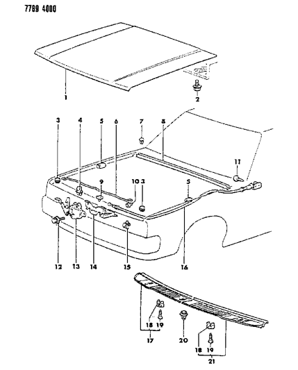 1987 Dodge Ram 50 Bolt-TAILGATE Locking Diagram for MU240066