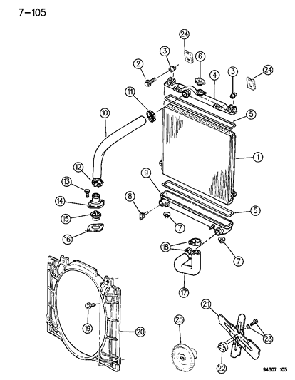 1996 Dodge Dakota Radiator Diagram for 52030113