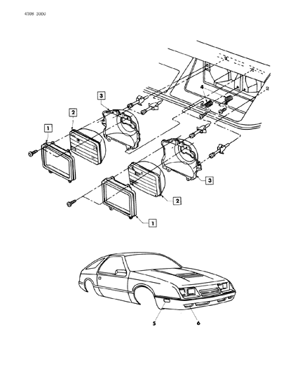 1984 Chrysler Laser Lamps - Front Diagram 2