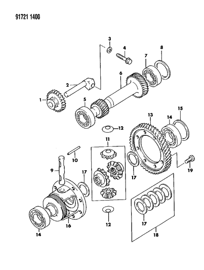 1991 Dodge Stealth Gears & Output Shaft Diagram