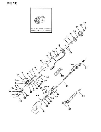 1986 Dodge Ram Van Column, Steering-Tilt (Release Housing) Diagram