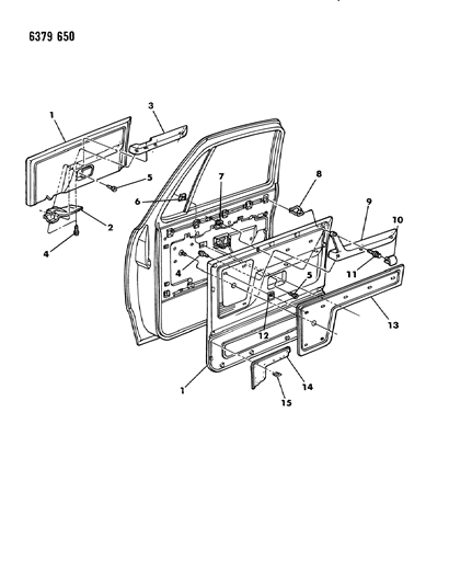 1987 Dodge W250 Panel - Door Trim-Front Diagram