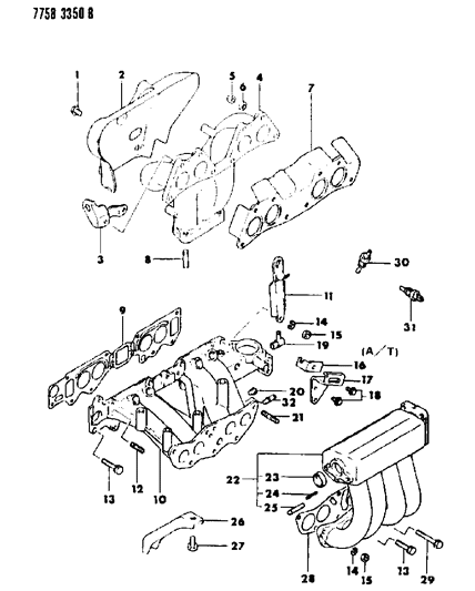 1988 Dodge Colt Bolt-Throttle Body Diagram for MF241265