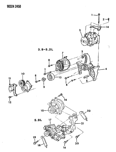 1993 Dodge Ram Van Bracket-Compressor Diagram for 53007872