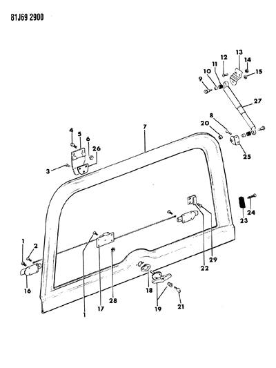 1985 Jeep Wrangler Lift Door Latch & Hinges Diagram 1