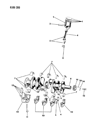 1986 Dodge Diplomat Crankshaft & Piston Diagram