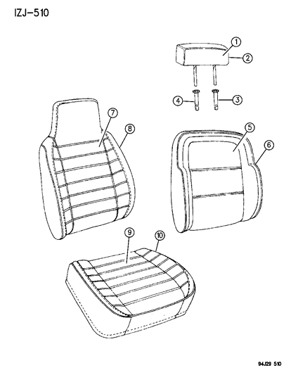 1995 Jeep Grand Cherokee Seat Covers & Seat Assemblies - Front Seat Diagram