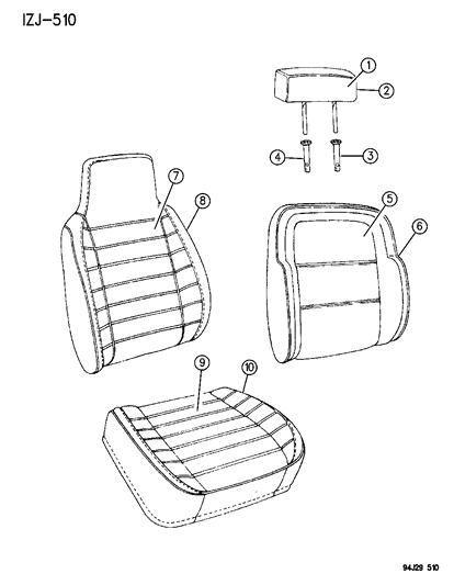 1995 Jeep Grand Cherokee Cushion Assembly , Includes Frame, Pad And Cover Diagram for GP89LF3