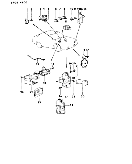 1985 Dodge Colt Horn - Relay - Flasher - Timer Diagram