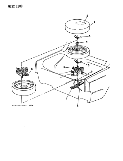 1986 Chrysler LeBaron Jack & Spare Tire Stowage Diagram 1