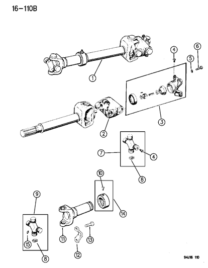 1995 Jeep Cherokee Propeller Shaft & Universal Joint Diagram 1