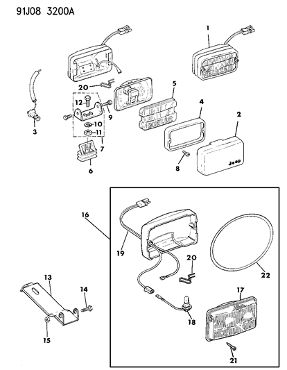 1992 Jeep Cherokee Lamps - Fog Diagram