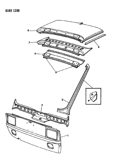 1986 Dodge Charger Liftgate Opening Panel Diagram 2