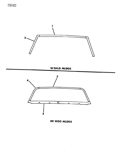 1985 Chrysler New Yorker Mouldings - Windshield & Rear Window Outside Diagram