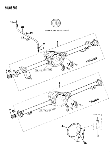 1993 Jeep Cherokee Housing - Rear Axle Diagram