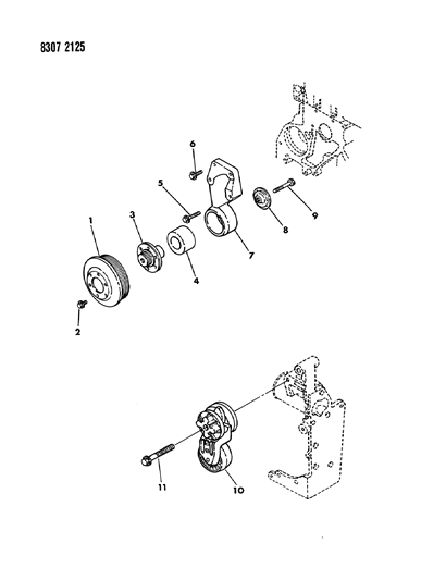 1989 Dodge W150 Drive Pulleys Diagram 2