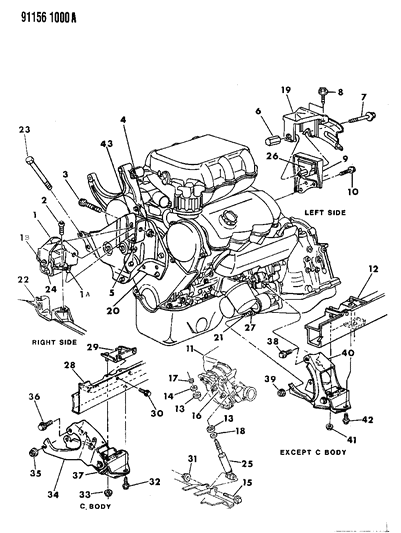1991 Chrysler LeBaron Bracket Diagram for MD156820