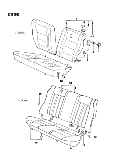 1989 Dodge Colt Rear Seat Diagram 1