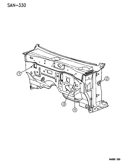 1994 Dodge Dakota Plugs - Cowl & Dash Diagram