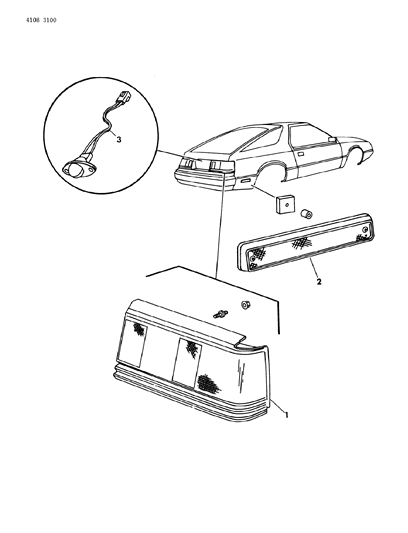 1984 Dodge Daytona Lamps & Wiring - Rear Diagram 2