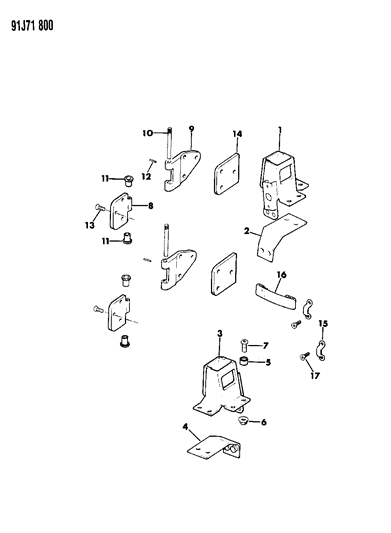 1992 Jeep Wrangler Hinges - Rear Door Diagram