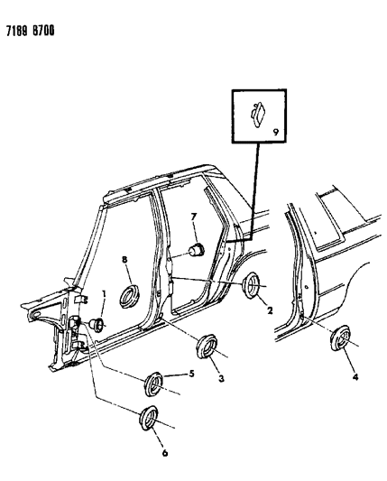 1987 Chrysler Town & Country Plugs - Body Side Diagram