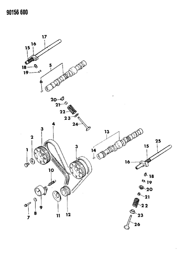 1990 Chrysler LeBaron Camshaft & Valves Diagram 2