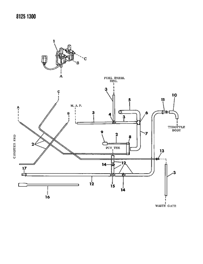 1988 Chrysler Fifth Avenue EGR Hose Harness Diagram 1