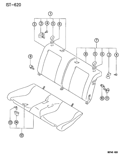 1996 Dodge Stealth Rear Seat Diagram