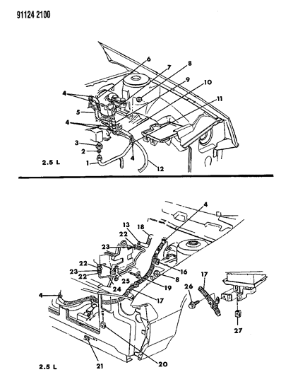 1991 Chrysler LeBaron Plumbing - A/C & Heater Diagram 2