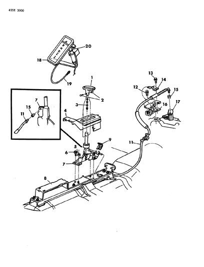 1984 Dodge Daytona Controls, Gearshift, Floor Shaft Diagram 2