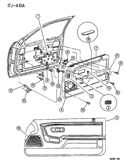 1994 Chrysler LeBaron Panel - Door Trim J Body Diagram
