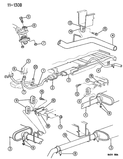 1994 Dodge Ram Van Exhaust System Diagram