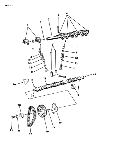 1984 Dodge Diplomat Camshaft, Valves, Rockers, Timing Chain, Sprocket Diagram