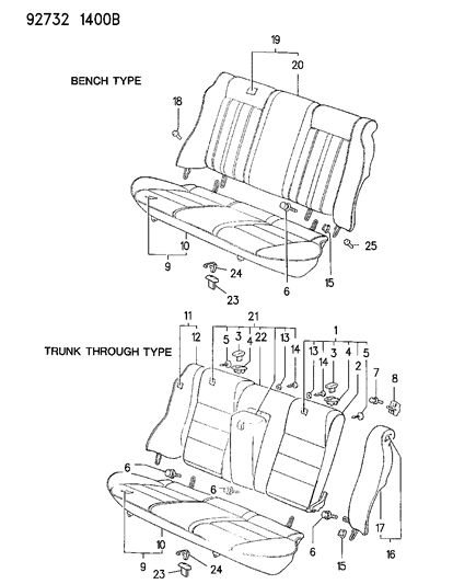 1992 Dodge Colt Rear Seat Diagram 1