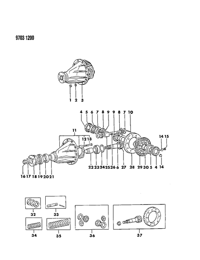 1989 Dodge Ram 50 Differential - Without Limited Slip Diagram