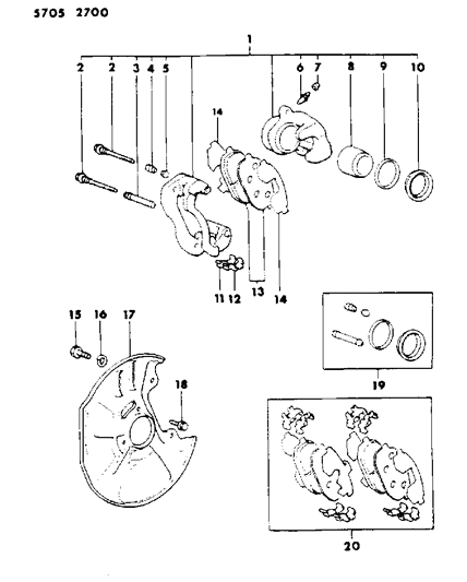 1986 Dodge Conquest Brakes, Front Diagram