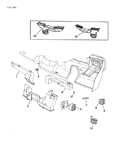 1984 Dodge Omni Air Ducts & Outlets Diagram