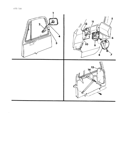 1984 Dodge Ram Van Mirror - Exterior Diagram