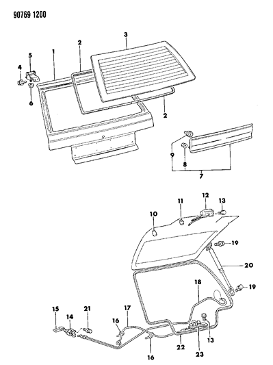 1990 Dodge Colt Liftgate Panel And Glass Diagram