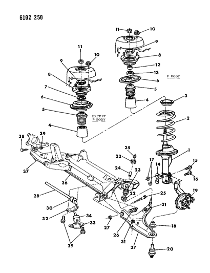 1986 Chrysler LeBaron Base Suspension - Front Diagram 1