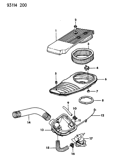 1993 Chrysler LeBaron GTC Air Cleaner Diagram 1